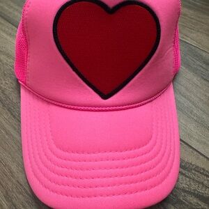 Pink Cap with Red Heart Design